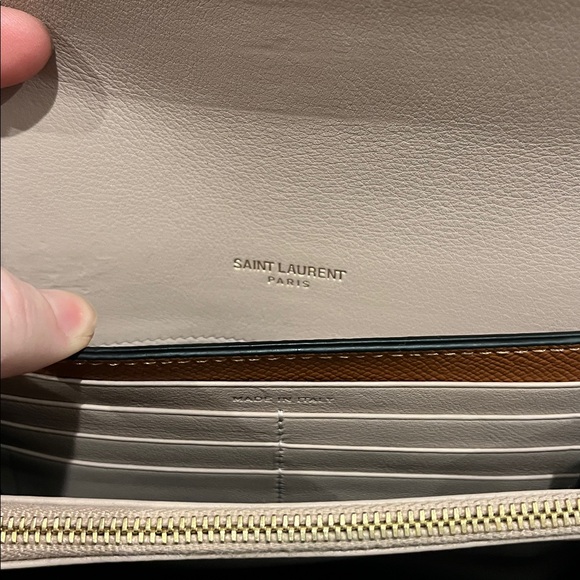 Yves Saint Laurent Taupe Leather wallet with unbranded Gold Chain - Picture 3 of 4